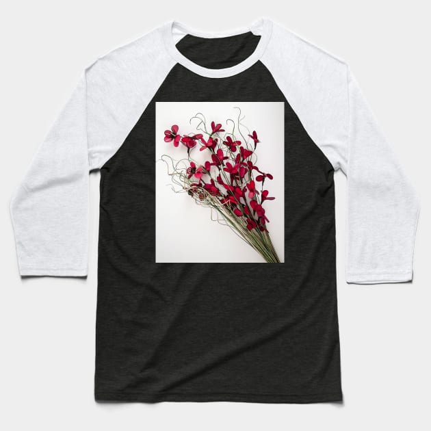 Dainty Red Left Slanted Bouquet Baseball T-Shirt by KirtTisdale